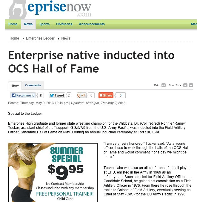 Enterprise native inducted into OCS Hall of Fame