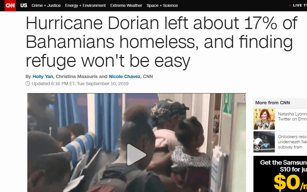Hurricane Dorian left about 17% of Bahamians homeless, and finding refuge won’t be easy